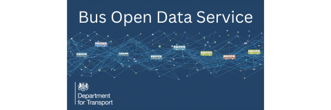 blue background with lots of coloured lines across it with small buses